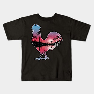 Chicken Beautiful Sunset Beach Palm Tree Kids T-Shirt